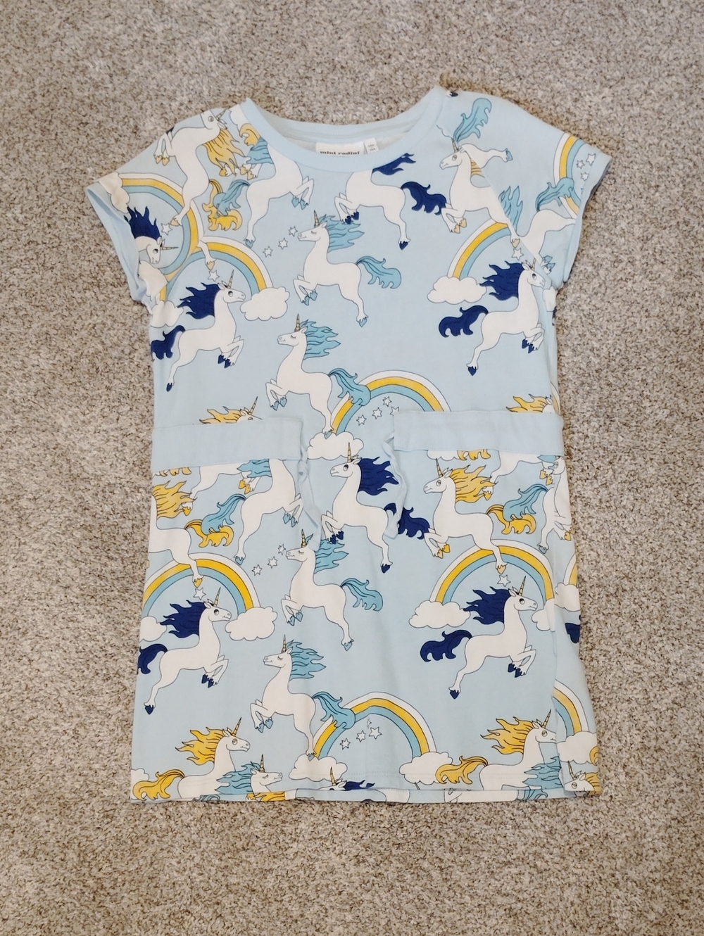 Mini Rodini Light Blue Unicorn Rainbow Dress